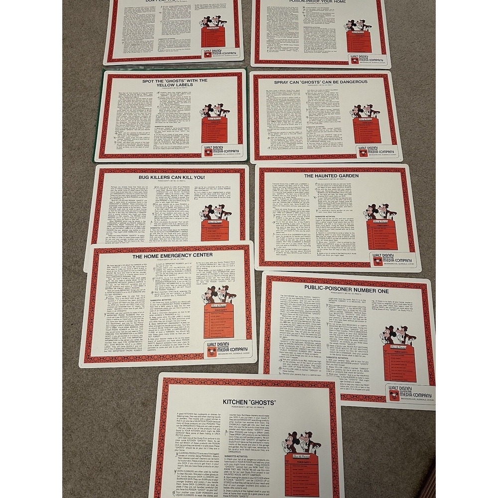 1960's Disney Educational Prints Posters 107 Set Poison Safety Vinyl Folder